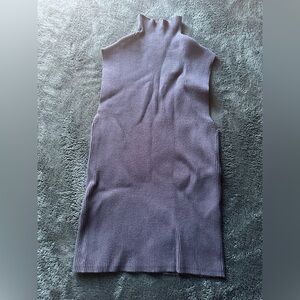 Grey Sleeveless Ribbed Turtleneck